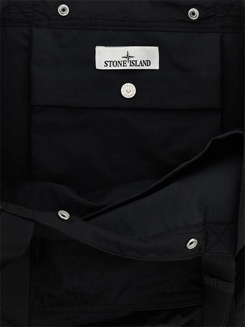 Stone Island Logo Patch Shopping Bag Tote Bag Black Stone Island | K2S159200013S0251V0029 BLACK